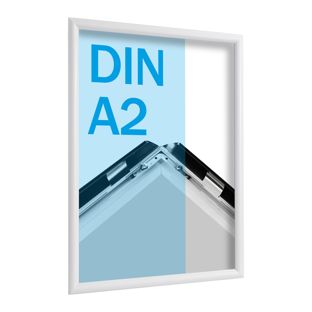 Cadre clic-clac rabattable, aluminium, A2 blanc  | 25 mm | En onglet 