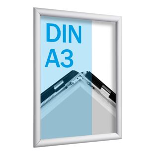 Cadre clic-clac A3 standard argent  | 25 mm | En onglet 
