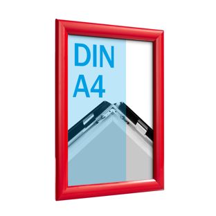Cadre clic-clac rabattable, aluminium, A4 rouge  | 25 mm | En onglet 