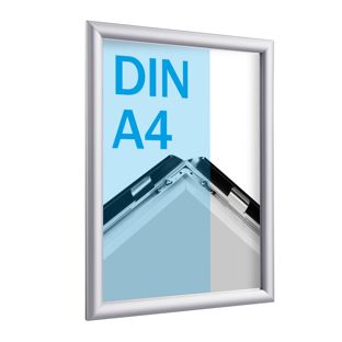 Cadre clic-clac rabattable, aluminium, A4 argent  | 17 mm | En onglet 