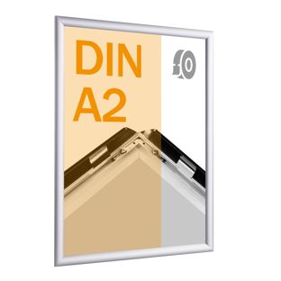 Cadre clic-clac rabattable, aluminium, A2, adhésif argent  | En onglet 