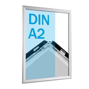 Cadre clic-clac rabattable, aluminium, A2 argent  | 32 mm | En onglet 