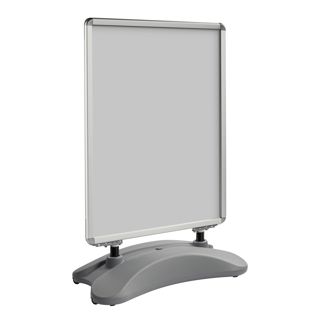 Stop-trottoir STORM-STOP Lite B1 avec réservoir d'eau, résistant au vent, profil de 32 mm, coins arrondis, argenté 