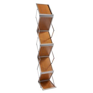 Présentoir brochures pliable BOSTON 6 x A4 avec mallette, en bois A4   | aspect bois  | avec mallette 