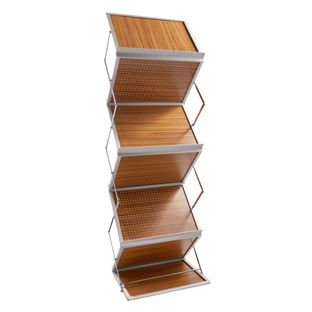 Présentoir brochures pliable BOSTON 12 x A4 ou 6 x A3 avec mallette, en bois 