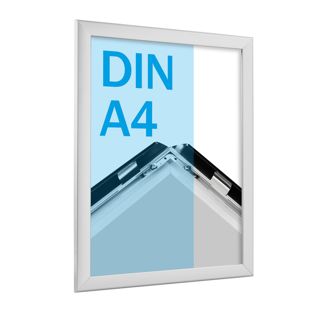Cadre clic-clac rabattable, aluminium, A4 argent  | 20 mm | En onglet 