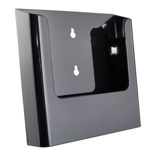 Porte-brochures mural, polystyrène, transparent PTXD, 1 x A5  | noir 
