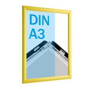 Cadre clic-clac A3 standard jaune  | 25 mm | En onglet 