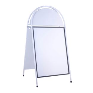 Stop-trottoir en acier A1 STEEL-STOP avec panneau supérieur  | blanc 