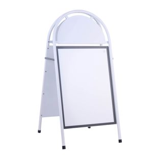 Stop-trottoir en acier A2 STEEL-STOP avec panneau supérieur  | blanc 
