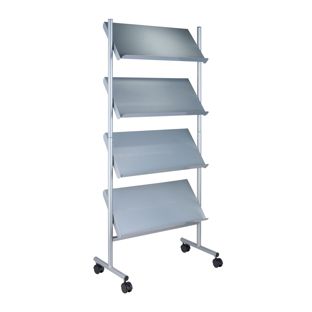 Présentoir pour magazines avec roulettes LINCOLN, métal, 12x A4, argent 4 | 12x A4