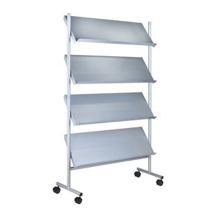 Présentoir pour magazines avec roulettes LINCOLN, métal, 16x A4, argent 4 | 16x A4
