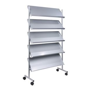 Présentoir pour magazines avec roulettes LINCOLN, métal, 20x A4, argent 5 | 20x A4