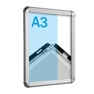 Cadre clic-clac A3 standard argent  | 32 mm | rond 