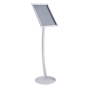 Présentoir sur pied CURVED A3 avec cadre clic-clac argent 