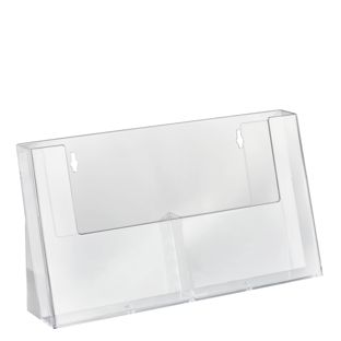 Porte-brochure, compartiments parallèles, polystyrène, portrait, transparent, Taymar 2 | A5
