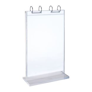 Présentoir en T FLIP avec mécanisme à anneaux et pochettes en PVC A4