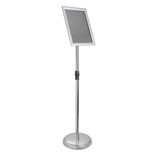 Présentoir sur pied réglable en hauteur, A4 argent  | En onglet 