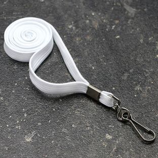 Lanyard, largeur 10 mm blanc  | avec crochet métal pivotant 