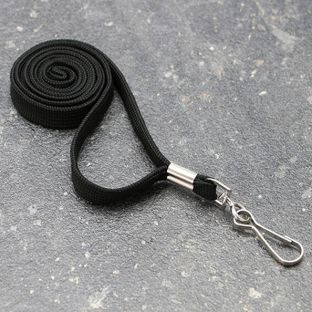Lanyard, largeur 10 mm noir  | avec crochet métal pivotant 