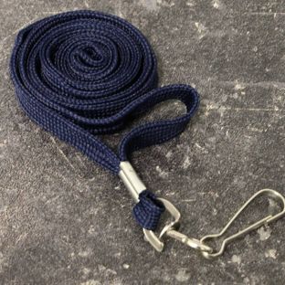 Lanyard, largeur 10 mm bleu foncé  | avec crochet métal pivotant 