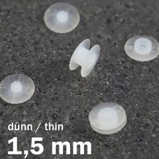Œillets de pression en plastique, modèle fin transparent  | 1.5 mm | 10 mm