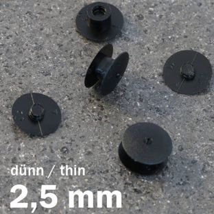 Œillets de pression en plastique, modèle fin noir  | 2.5 mm | 10 mm