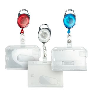 Porte-badges en plastique dur avec porte-clés extensible 