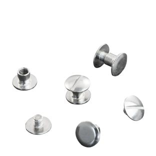 Vis de reliure, nickelé 5 mm | écrou lisse, vis fendue 