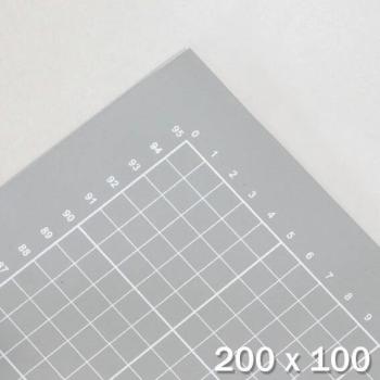 Tapis de découpe, XXL, 200 x 100 cm, auto-guérison, avec grille gris/gris