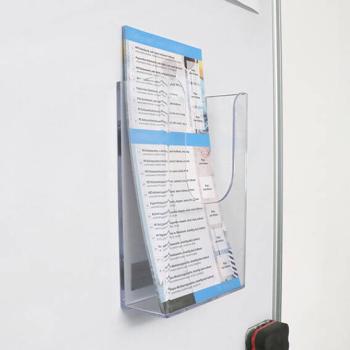 Porte-brochure magnétique DIN long, format vertical, transparent 