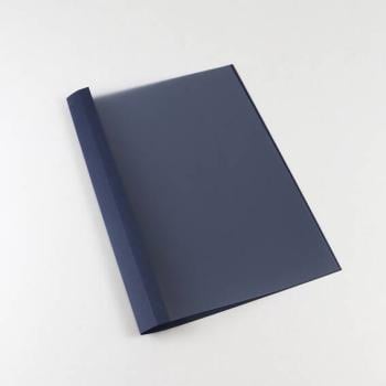 Chemise à œillets A4, carton lin, 25 feuilles, bleu foncé | 2 mm