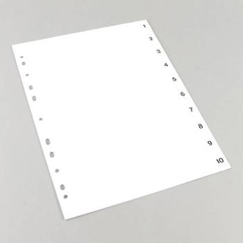 Intercalaires A4, chiffres 1-10, 11 trous, carton, blanc 