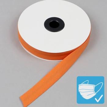 Bande de fixation de biais, coton et polyester, 20 mm (rouleau de 25 m) orange
