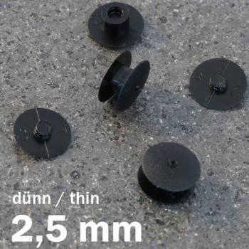Œillets de pression en plastique, modèle fin noir | 2.5 mm