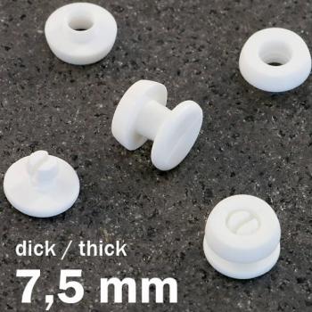 Œillets de pression en plastique, modèle épais blanc | 7.5 mm