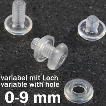 Œillets de pression percés, plastique, transparent, 9 mm
