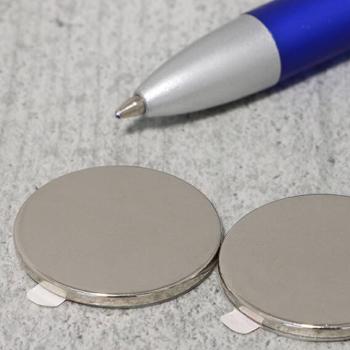 Aimants néodymes en forme de disque, auto-adhésif, 25 mm x 2 mm, N35 