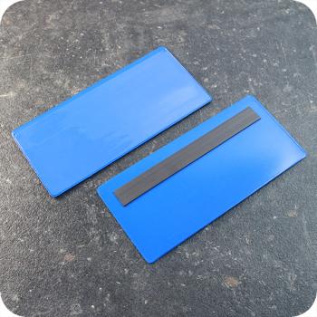Pochettes magnétiques, 160 x 70/75 mm, avec 1 bande magnétique, ouverture sur le grand côté, bleu 160 x 70/75 mm | avec 1 bande magnétique