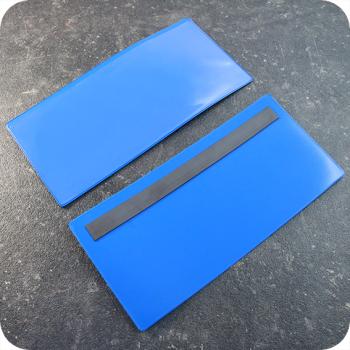Pochettes magnétiques pour format DIN long, avec 1 bande magnétique, ouverture sur le grand côté, bleu 220 x 100/105 mm | avec 1 bande magnétique