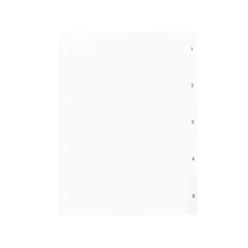 Intercalaires pour format A4, 5 eléménts (1-5), blanc (1 lot) 