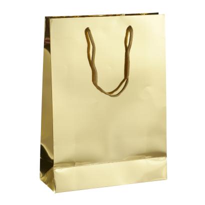 Sachets cadeaux grands avec cordon, 26 x 36 x 10 cm, or, brillant 