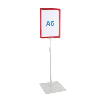 Cadre pour affiche avec pied et support (kit) A5 | rouge | surface d'appui: gris