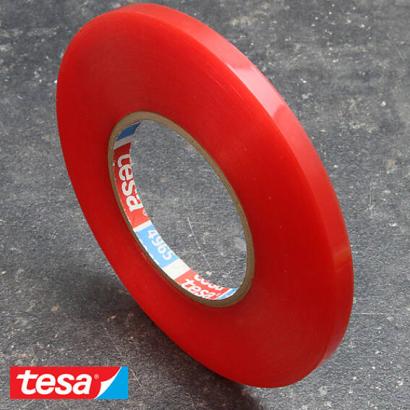 Tesa 4965, ruban adhésif en PET double face, très fort adhésif acrylique, film de protection rouge 6 mm