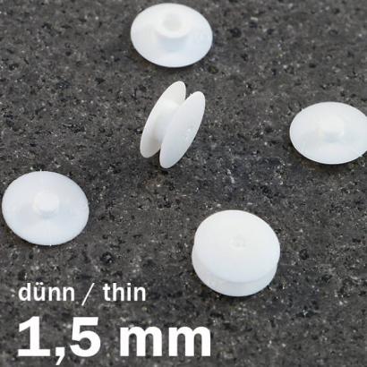 Œillets de pression en plastique, modèle fin blanc | 1.5 mm