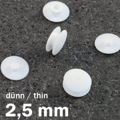 Œillets de pression en plastique, modèle fin blanc | 2.5 mm