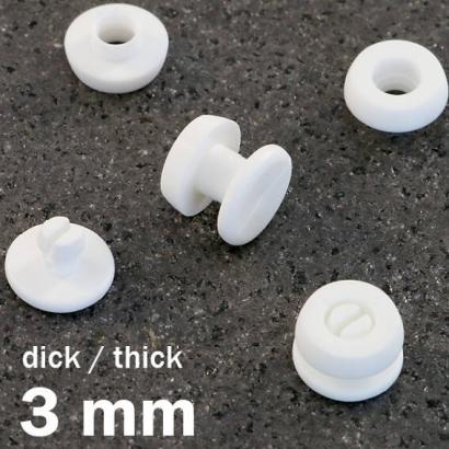 Œillets de pression en plastique, modèle épais blanc | 3 mm