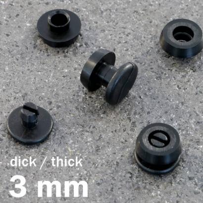Œillets de pression en plastique, modèle épais noir | 3 mm