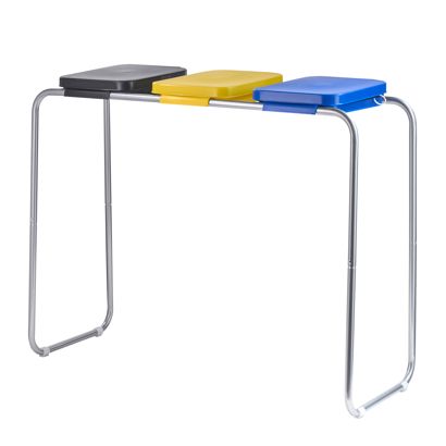 Support pour sacs poubelle avec couvercle, 120 L, acier 
