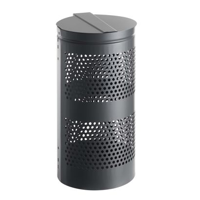 Poubelle avec couvercle, pour l'extérieur, 38 L, acier, grise 